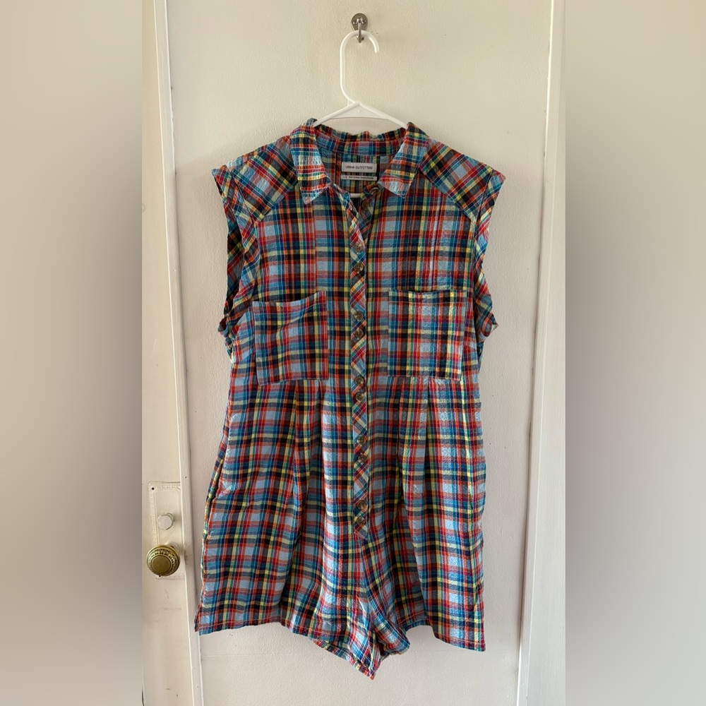Urban Outfitters Madras Seersucker Romper //Large
